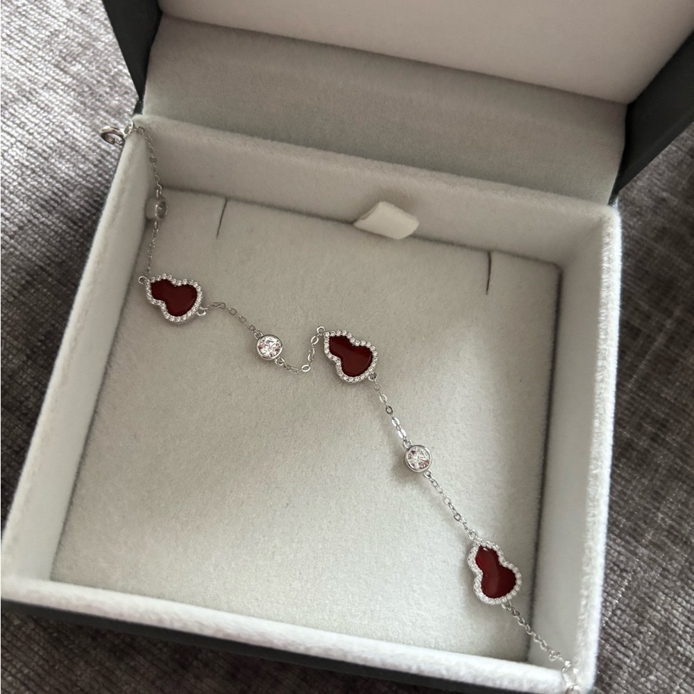 Elegant Red and Silver Women's Bracelet